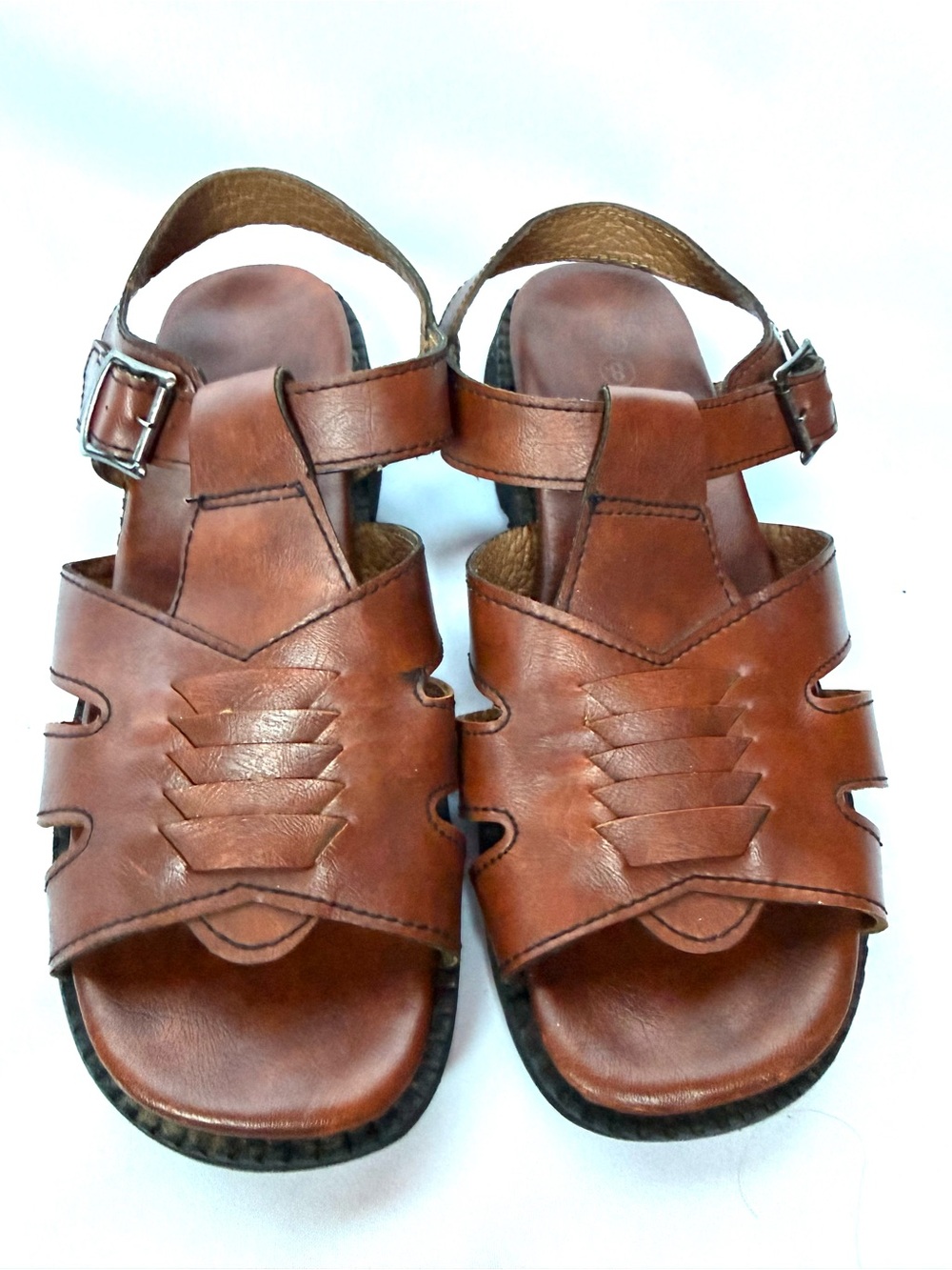 Kinsmen Leather Fisherman Sandals Brown Comfort Slingback Women’s 8